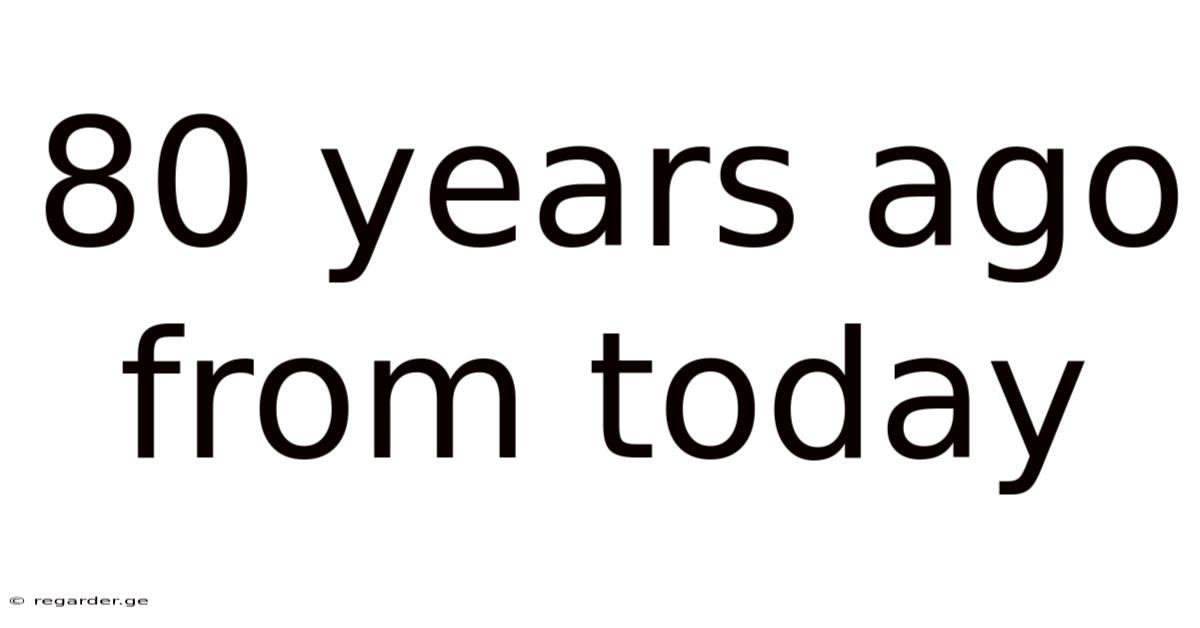 80 Years Ago From Today