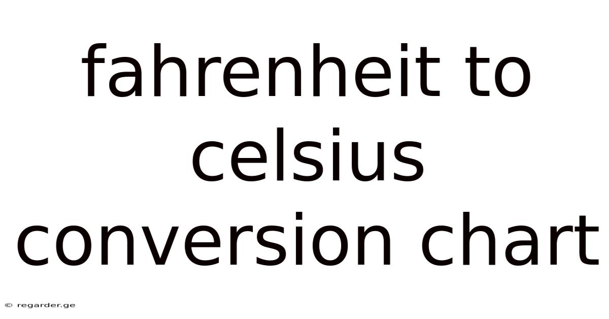 Fahrenheit To Celsius Conversion Chart
