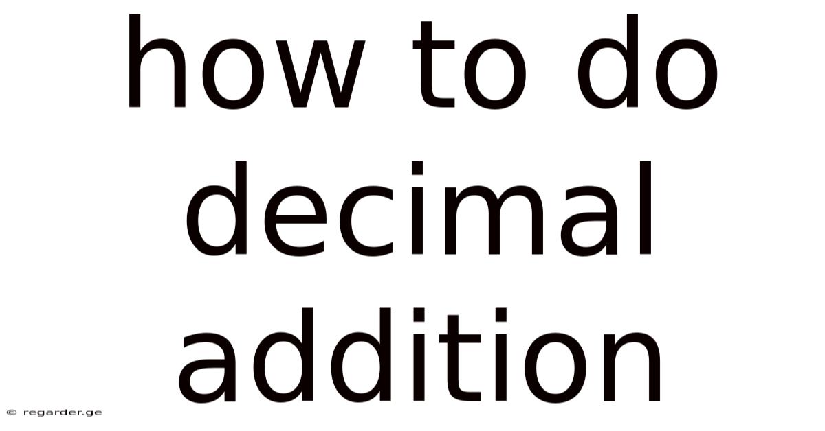 How To Do Decimal Addition