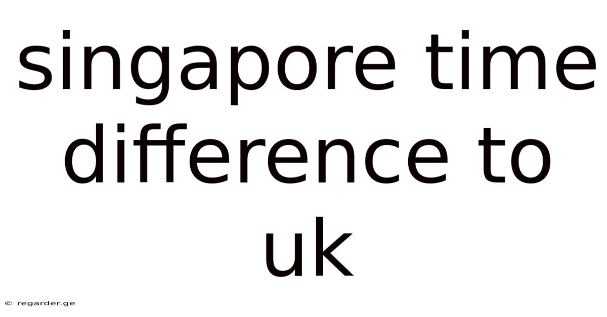 Singapore Time Difference To Uk