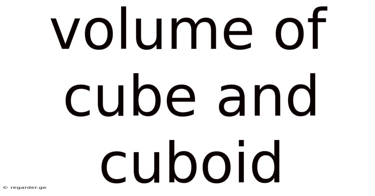 Volume Of Cube And Cuboid